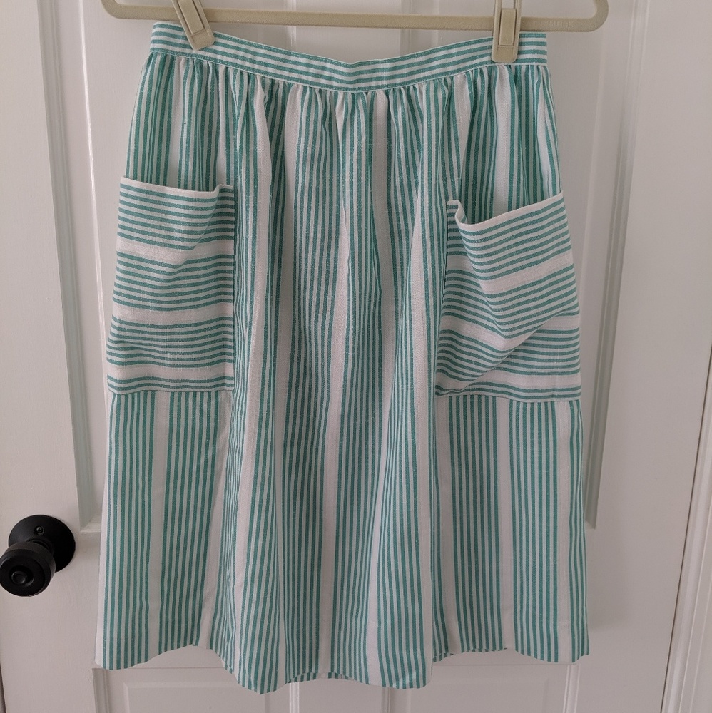 Vintage Green Striped Skirt